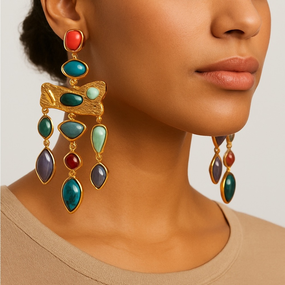 Vintage Boho Multicolor Statement Earrings